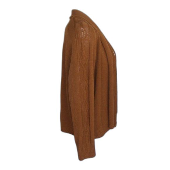 ST.JOHN SPORT Sweater, XL, Brown Knit, Long sleeve, Open front, Textured sleeve - Picture 7 of 14